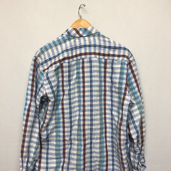 Raffi Linea Uomo Men Long Sleeve Linen Button Up Shirt Size Large Plaid M159 -22 - Picture 13 of 14